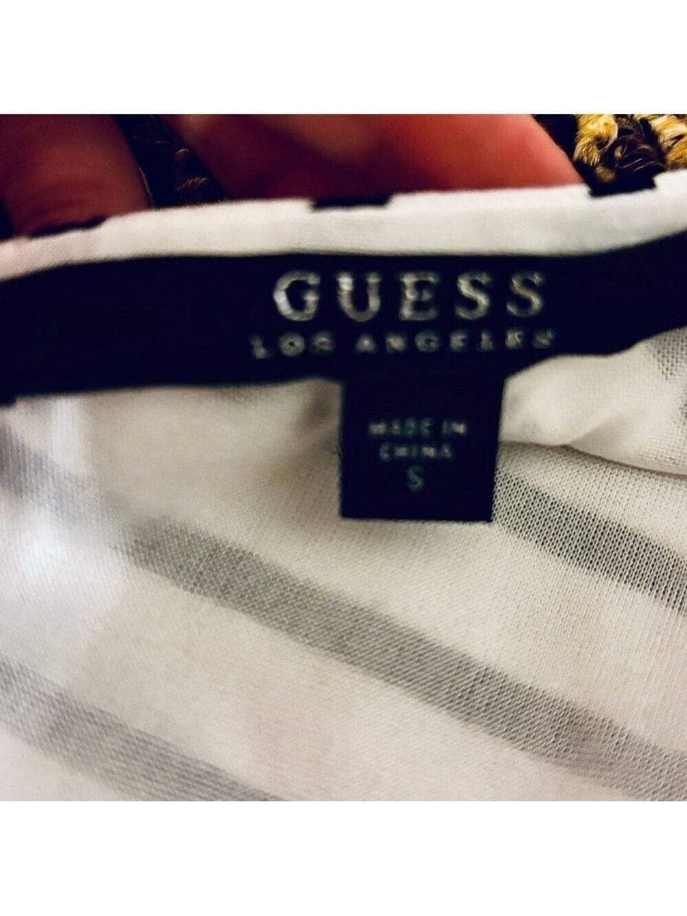 GUESS Black and White Striped Long Sleeve Fit and Flare Dress - Picture 13 of 14